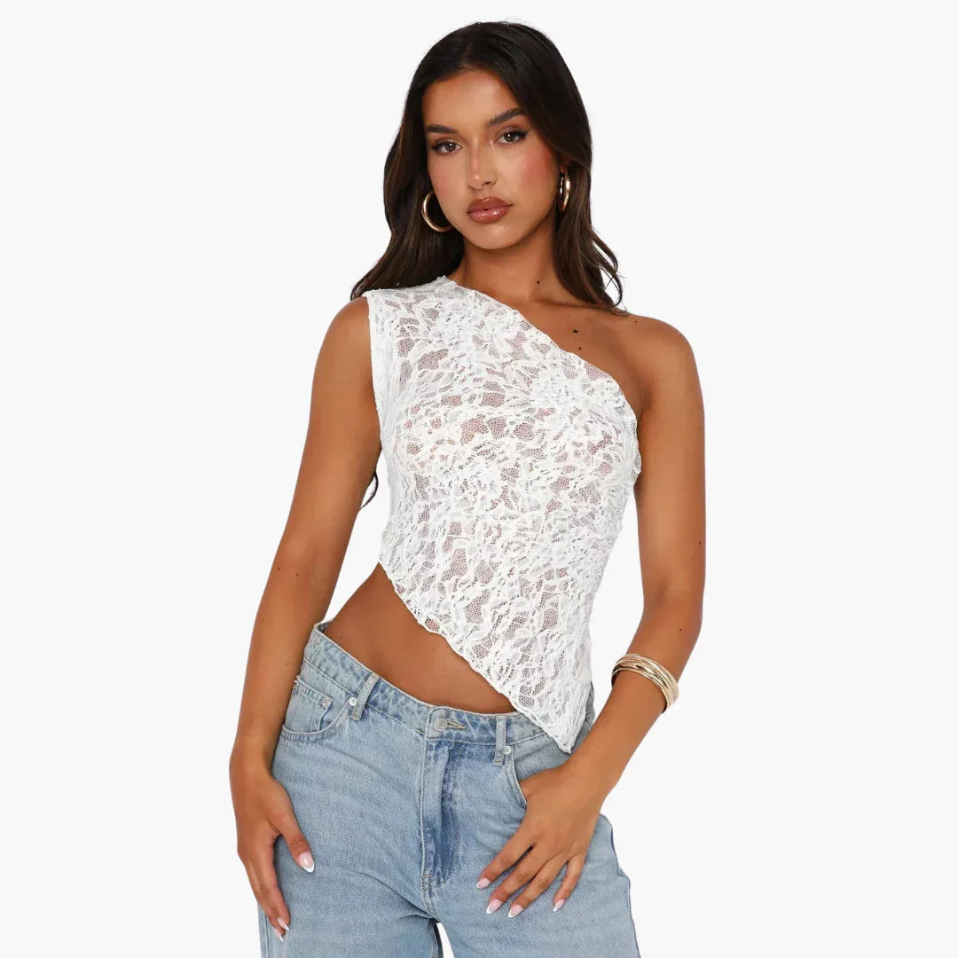 Lace One Shoulder Top for Women  Asymmetrical Trend Look
