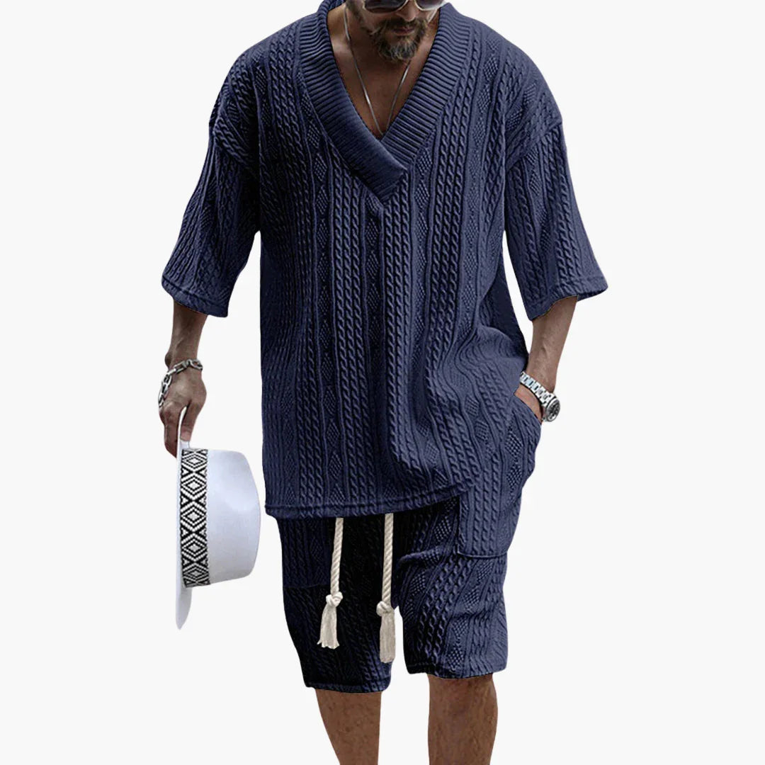 Airy Two-Piece Summer Set with Shirt and Shorts for Men