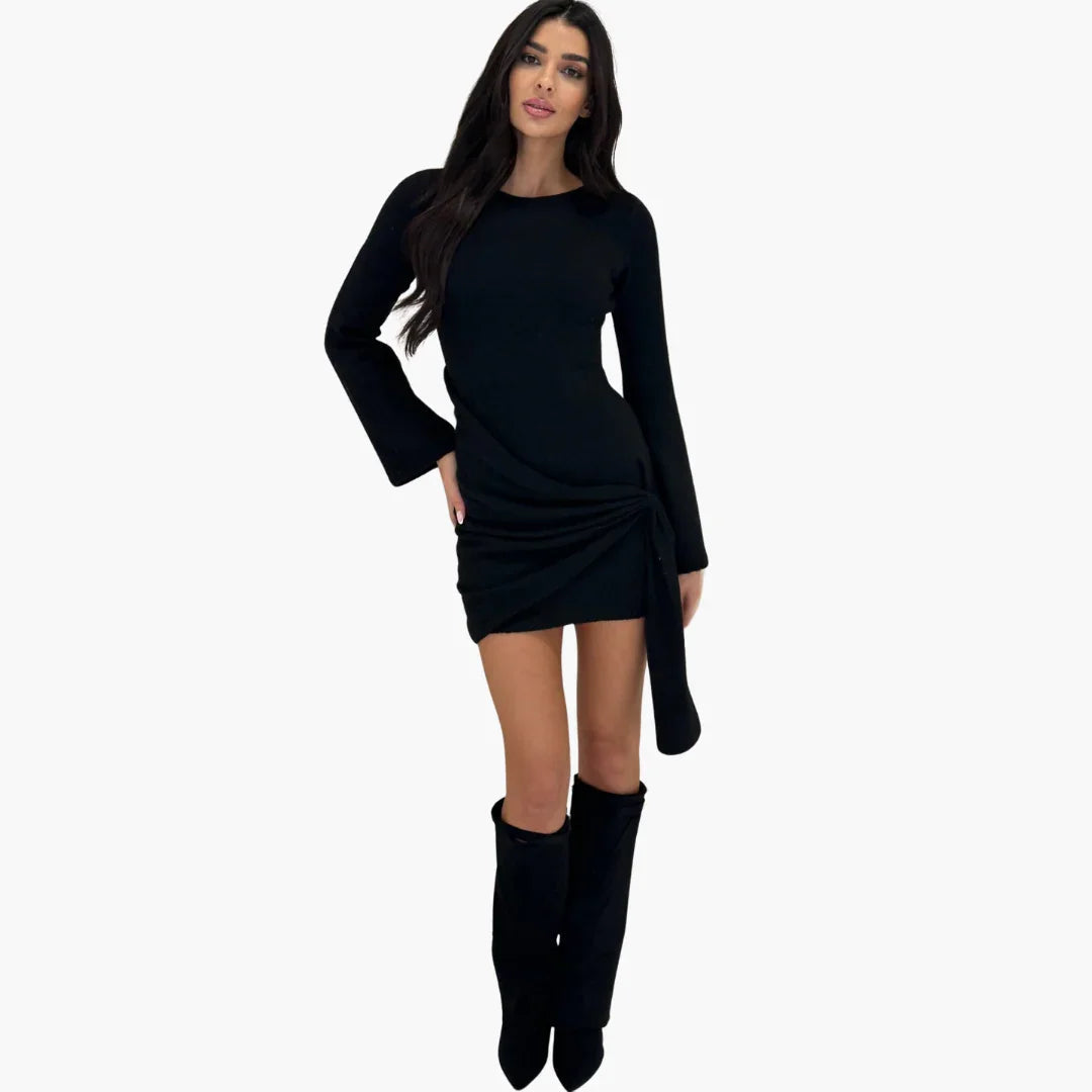 Black Dress with Knot Detail for Women  Elegant & Modern