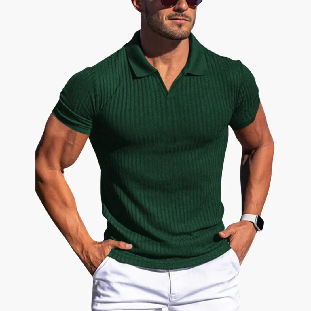 Slim Fit Polo Shirt for Men  Ribbed, Elegant & Comfortable