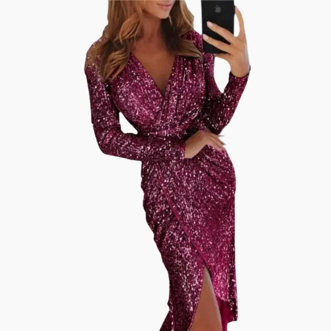 Sequin Dress with Slit for Women  Sparkling & Elegant