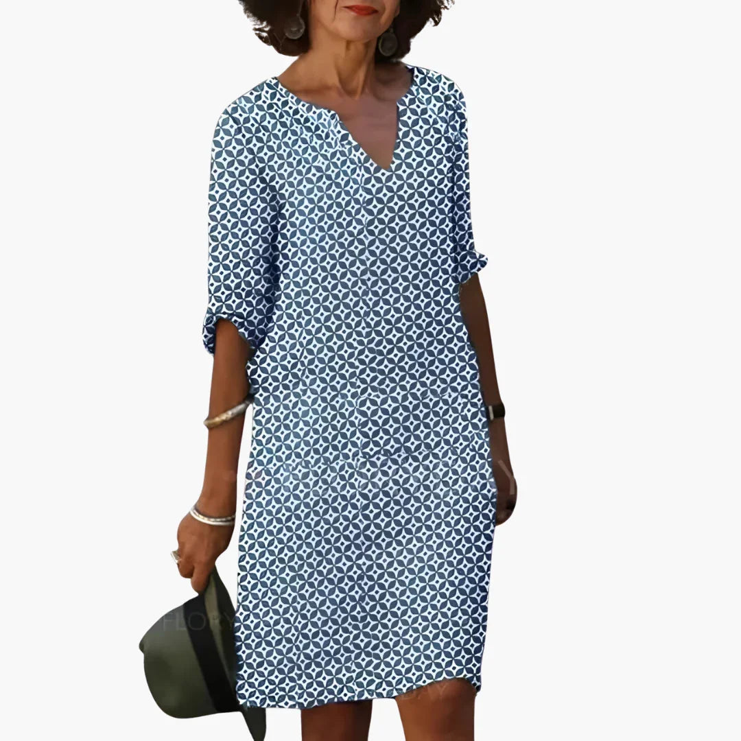 Summer Dress for Women - Lightweight, with V-Neck & Sleeves