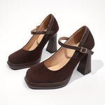 Women's Mary Jane Shoes with Platform Heel and Strap