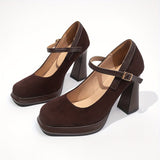 Women's Mary Jane Shoes with Platform Heel and Strap
