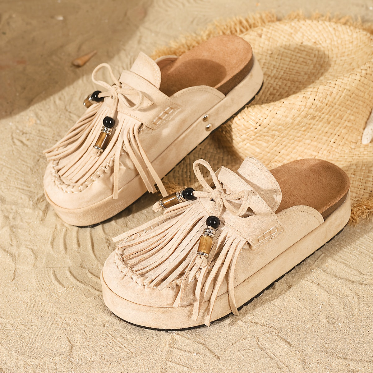 Women's Sandals with Tassel Detail and Platform Sole