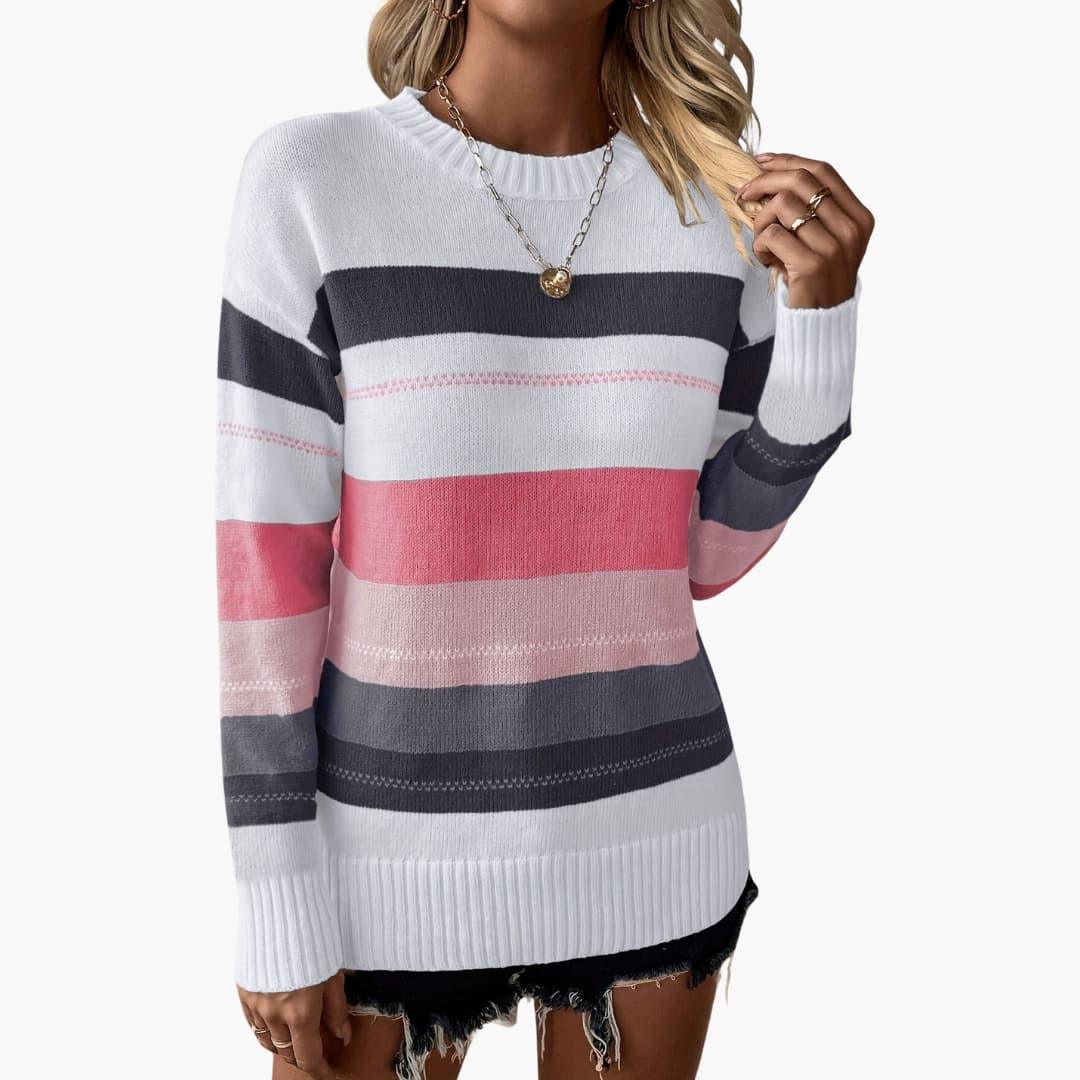 Bavane | Women's pullover with round neckline and striped surface