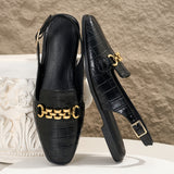 Women's Sandals with Buckle Closure and Square Toe