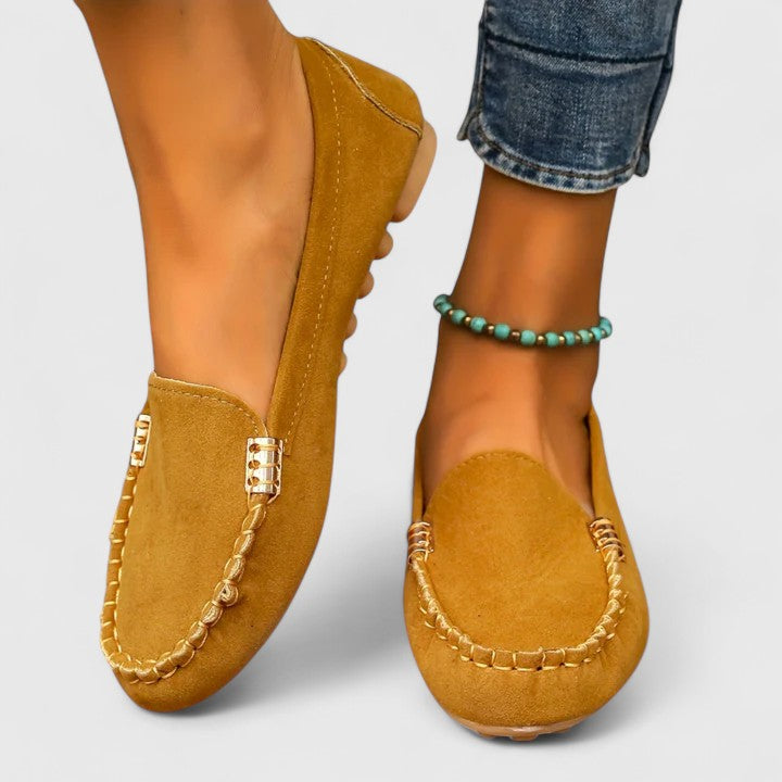 Women's Loafers with Slip On and Metal Bar