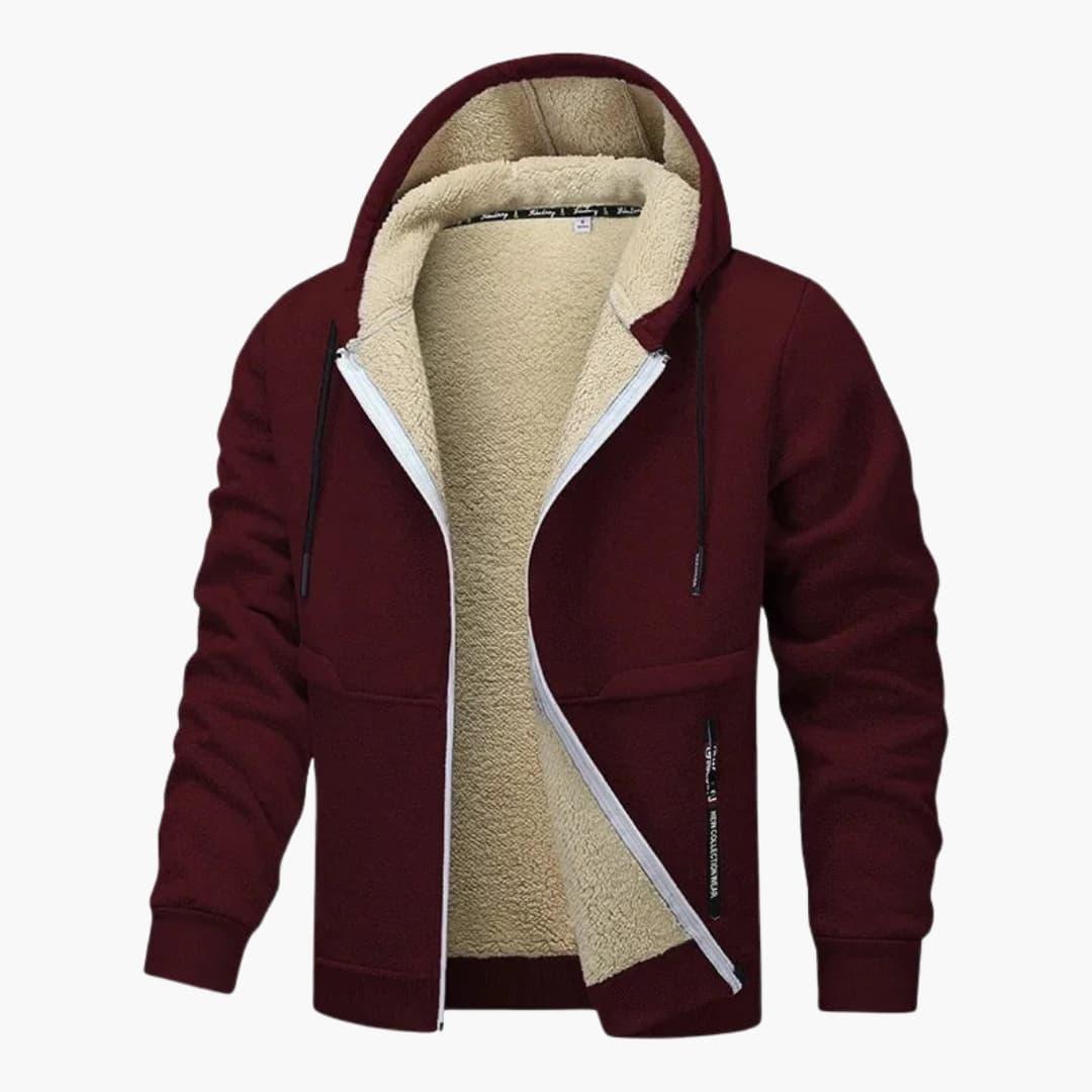 Men's Fleece Jacket with Zipper and Long Sleeves