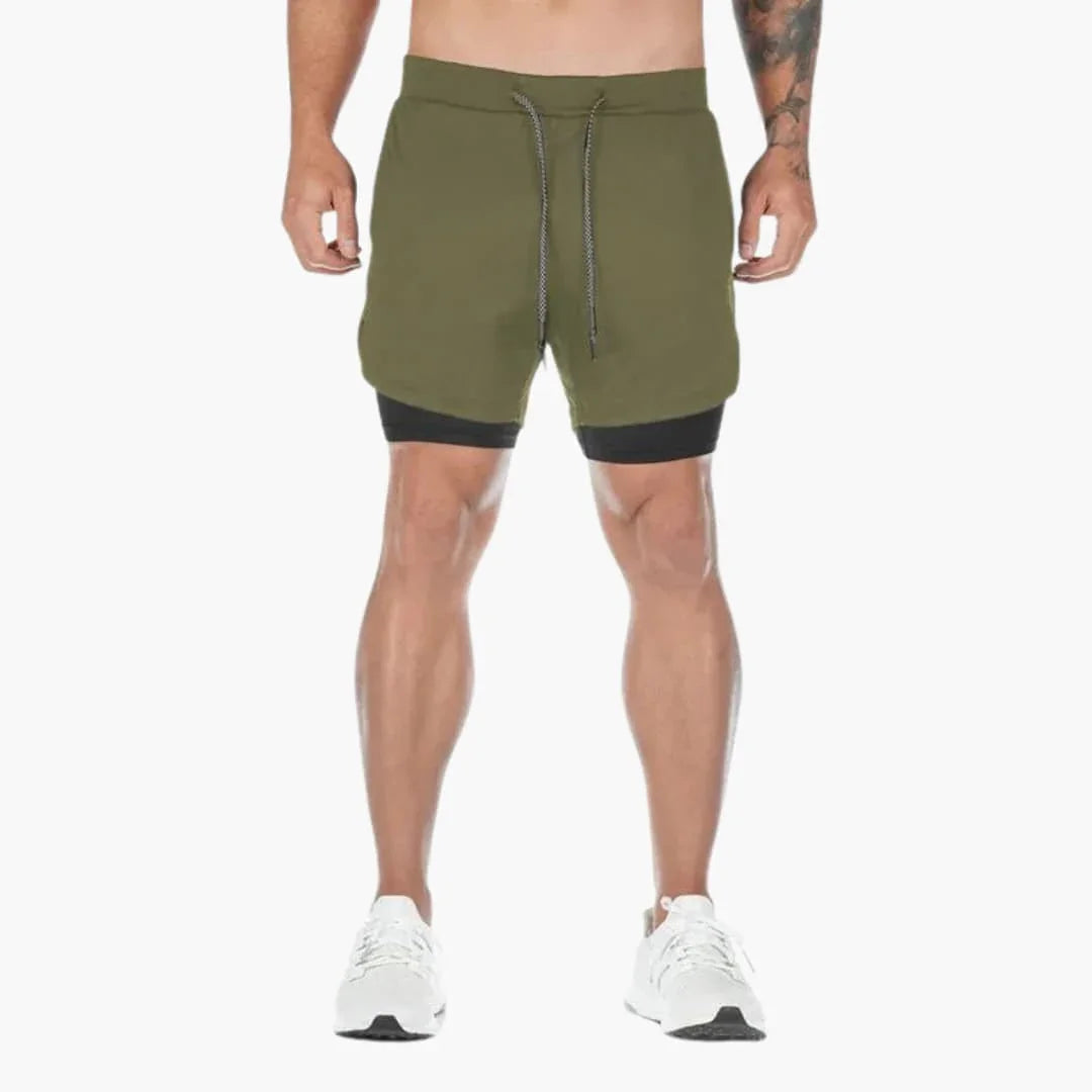 Men's Training Shorts with Inner Liner and Drawstring Waistband