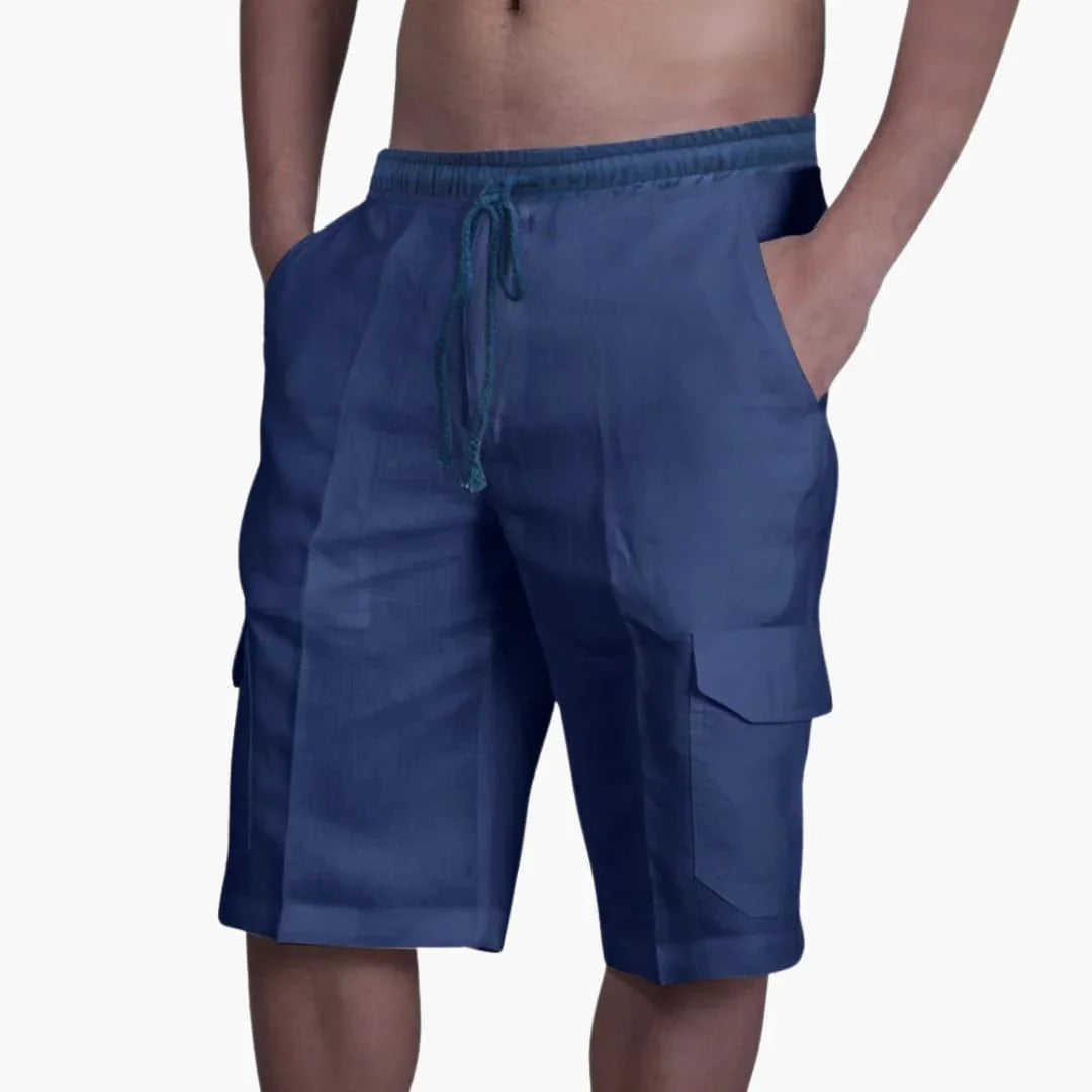 Men's Cargo Shorts with Drawstring and Pockets for Summer