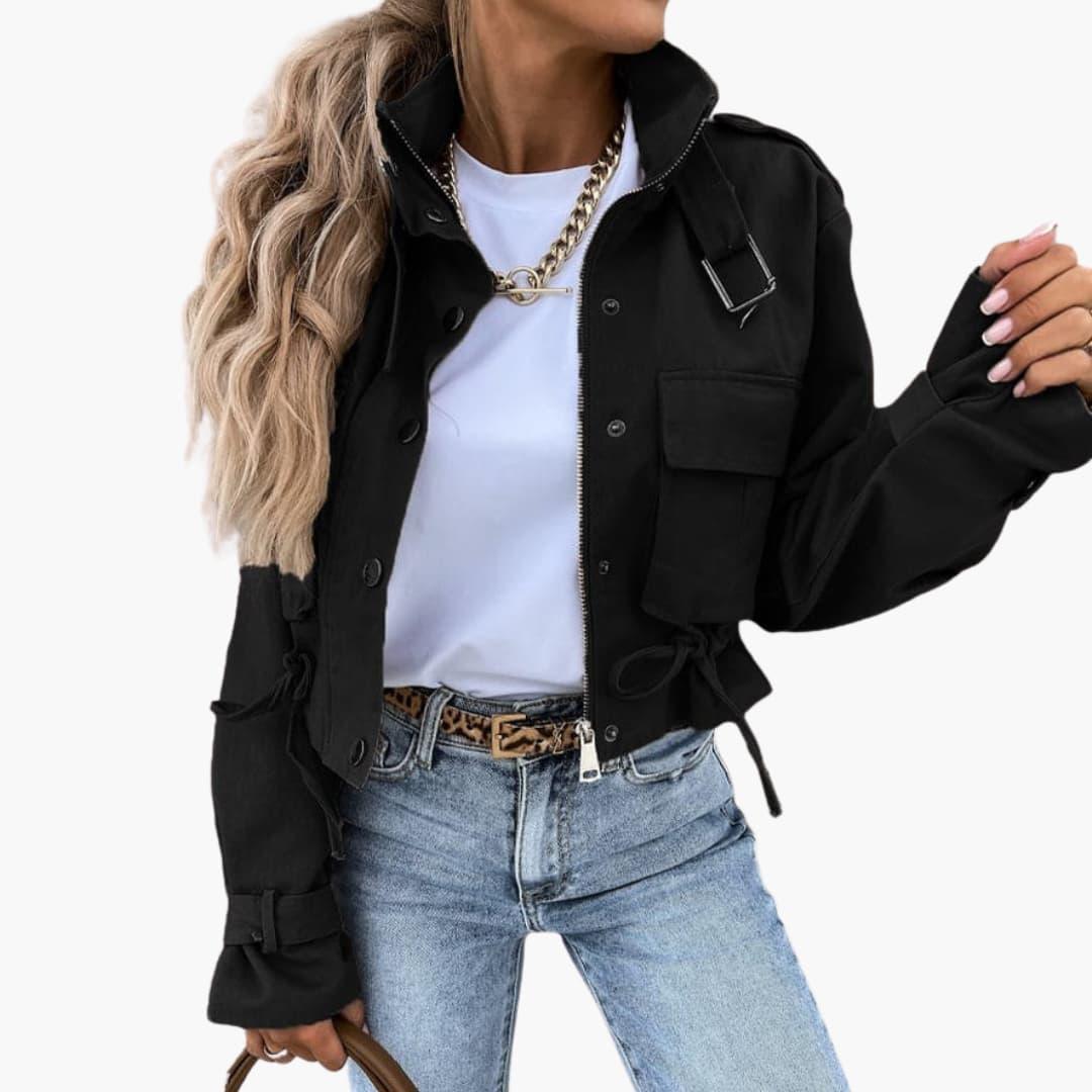 Cropped Transitional Jacket with Pockets for Women