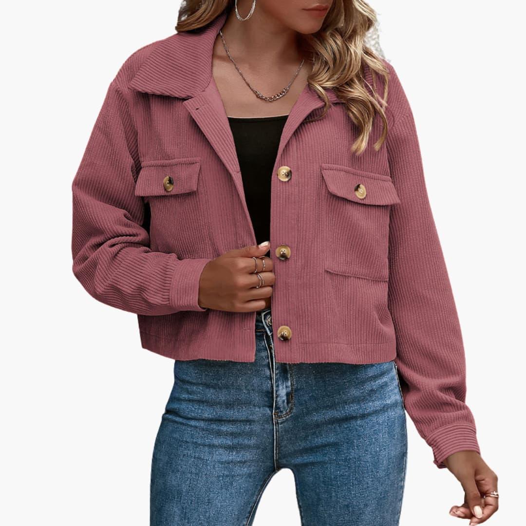 Button Closure Transitional Jacket for Women