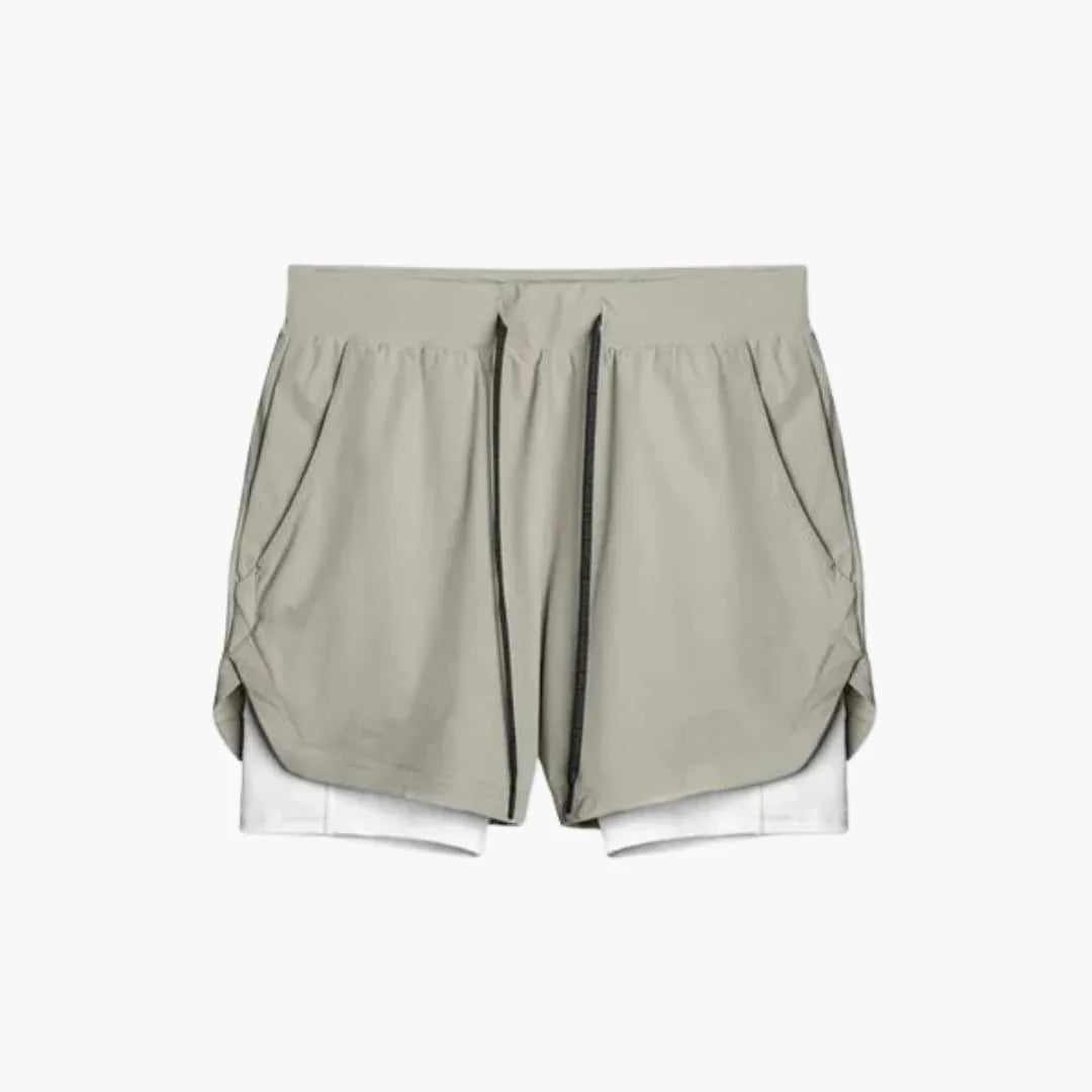 Men's Sports Shorts with Inner Shorts and Elastic Waistband