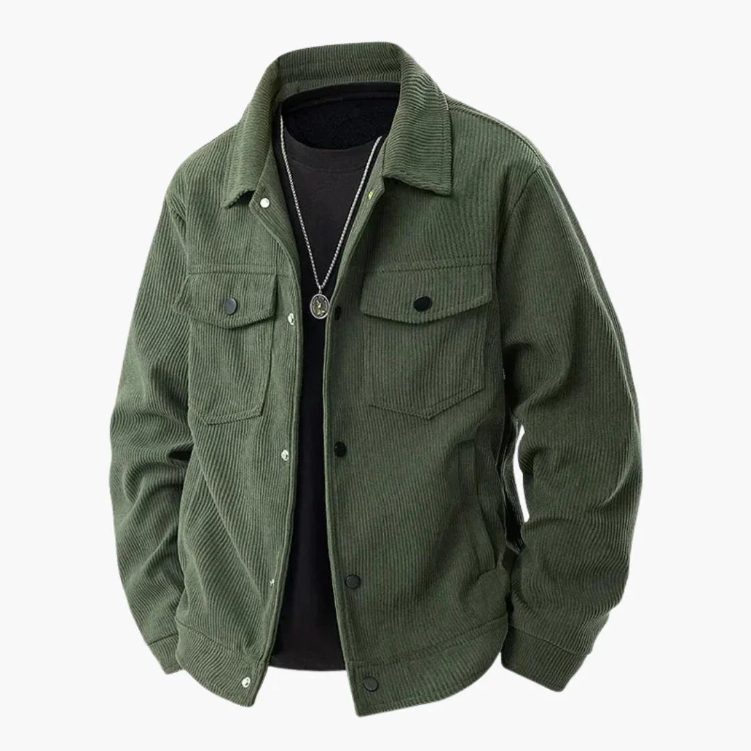 Men's Cord Jacket with Button Closure