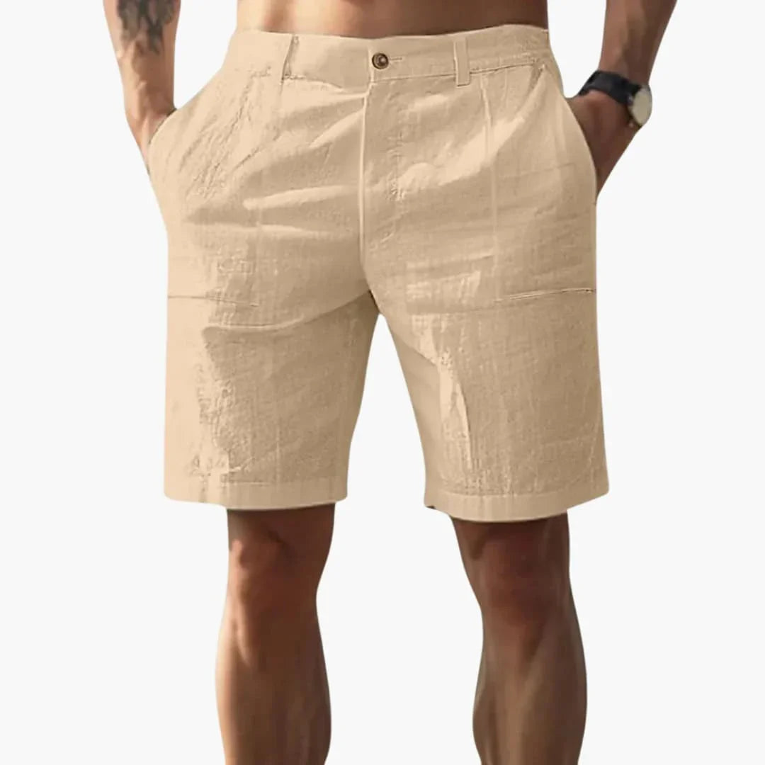 Men's Linen Shorts with Zipper and Side Pockets