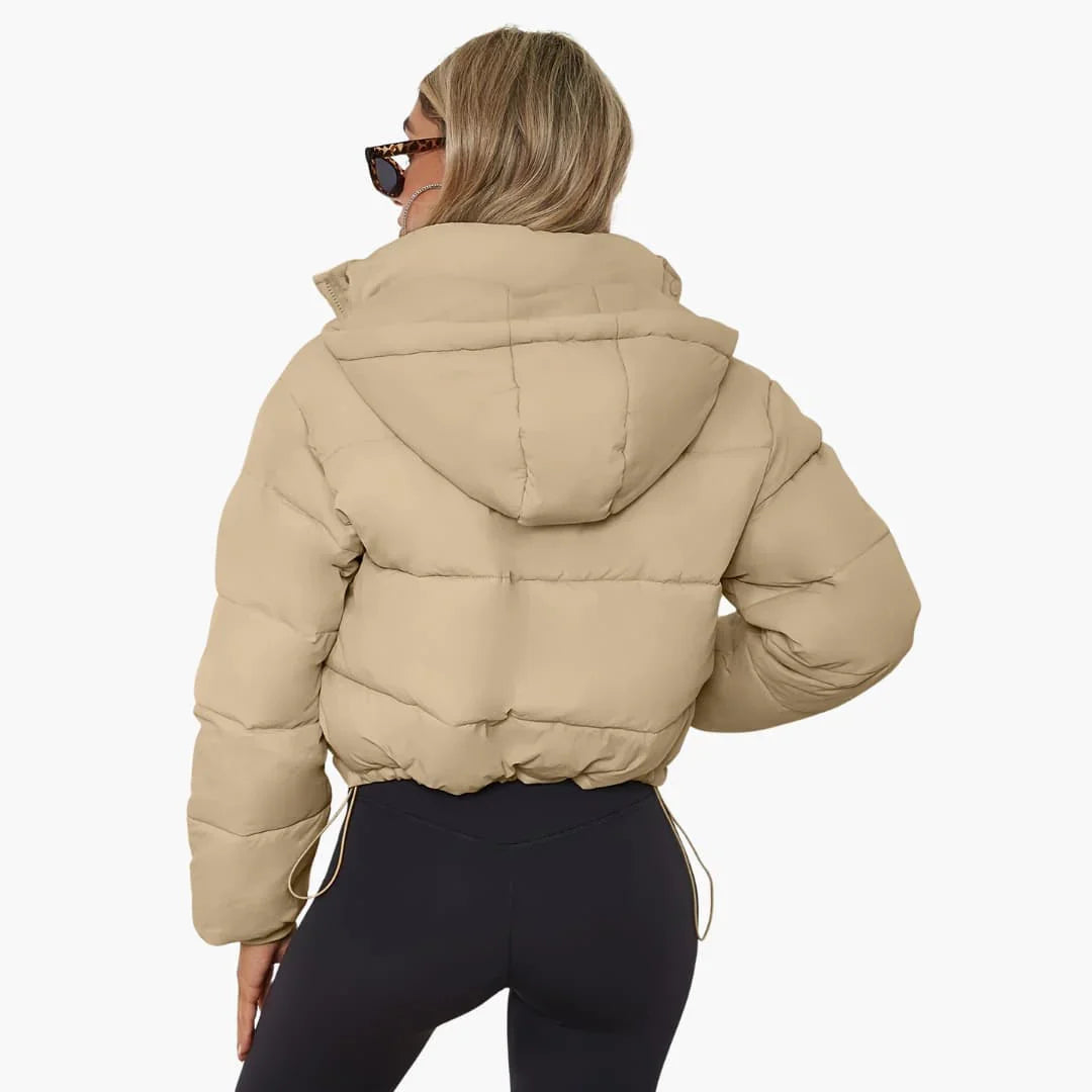 Women's Short Jacket with Hood and Zipper