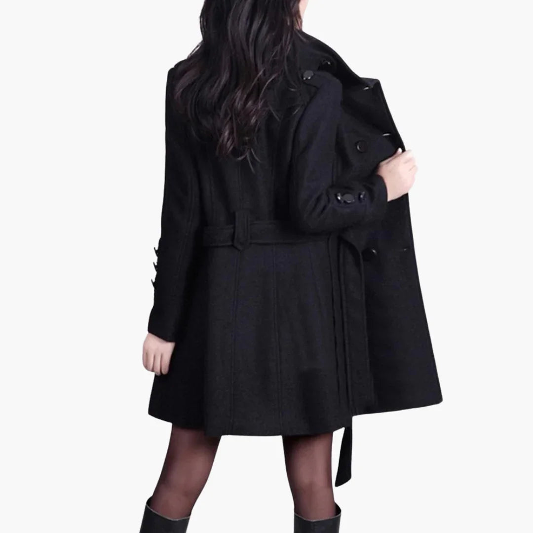Women's Trench Coat with Belt and Double Buttons