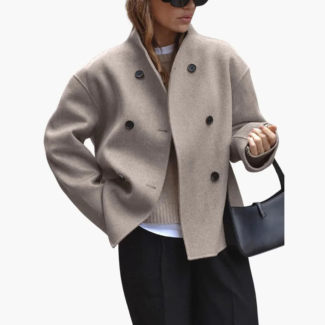 Women's Jacket with Loose Fit and Button Closure in Front
