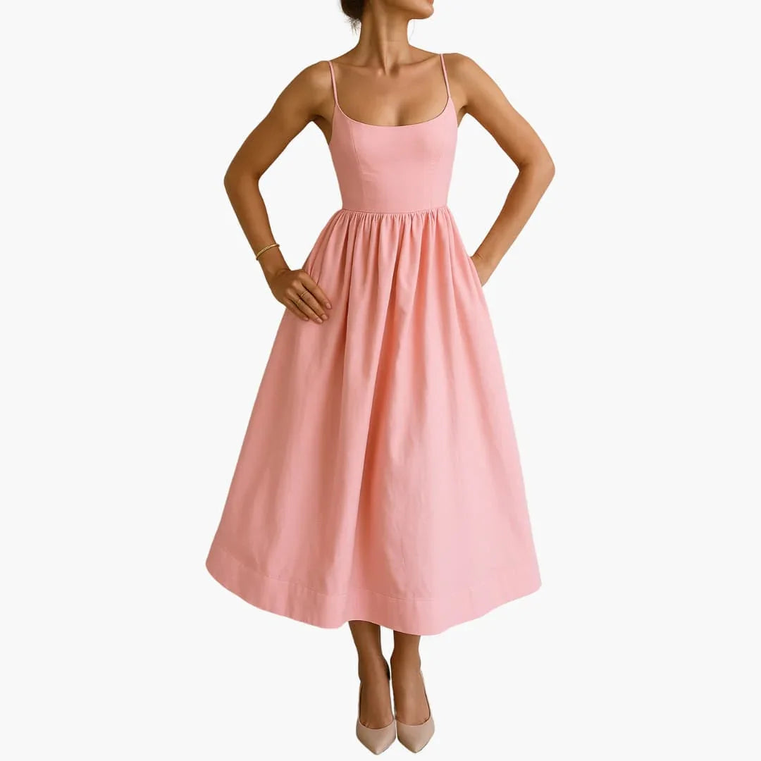 Bavane | Midi Dress Sleeveless - Summer Dress for Women with Pleated Skirt
