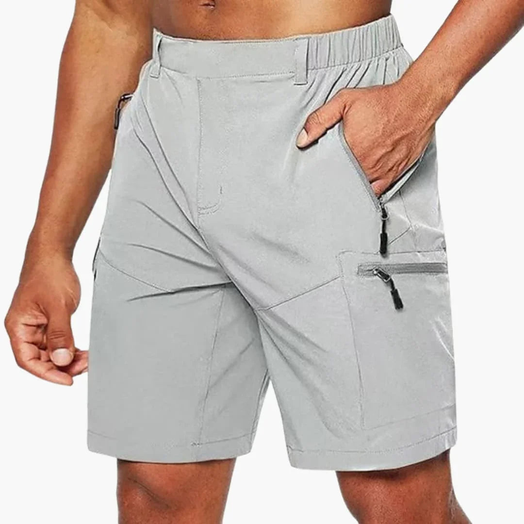Men's Cargo Shorts with Zipper Pockets and Ripstop Fabric