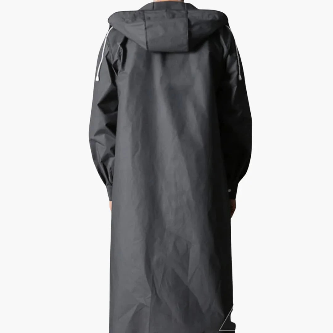 Men's Raincoat with Hood and Full Button Closure