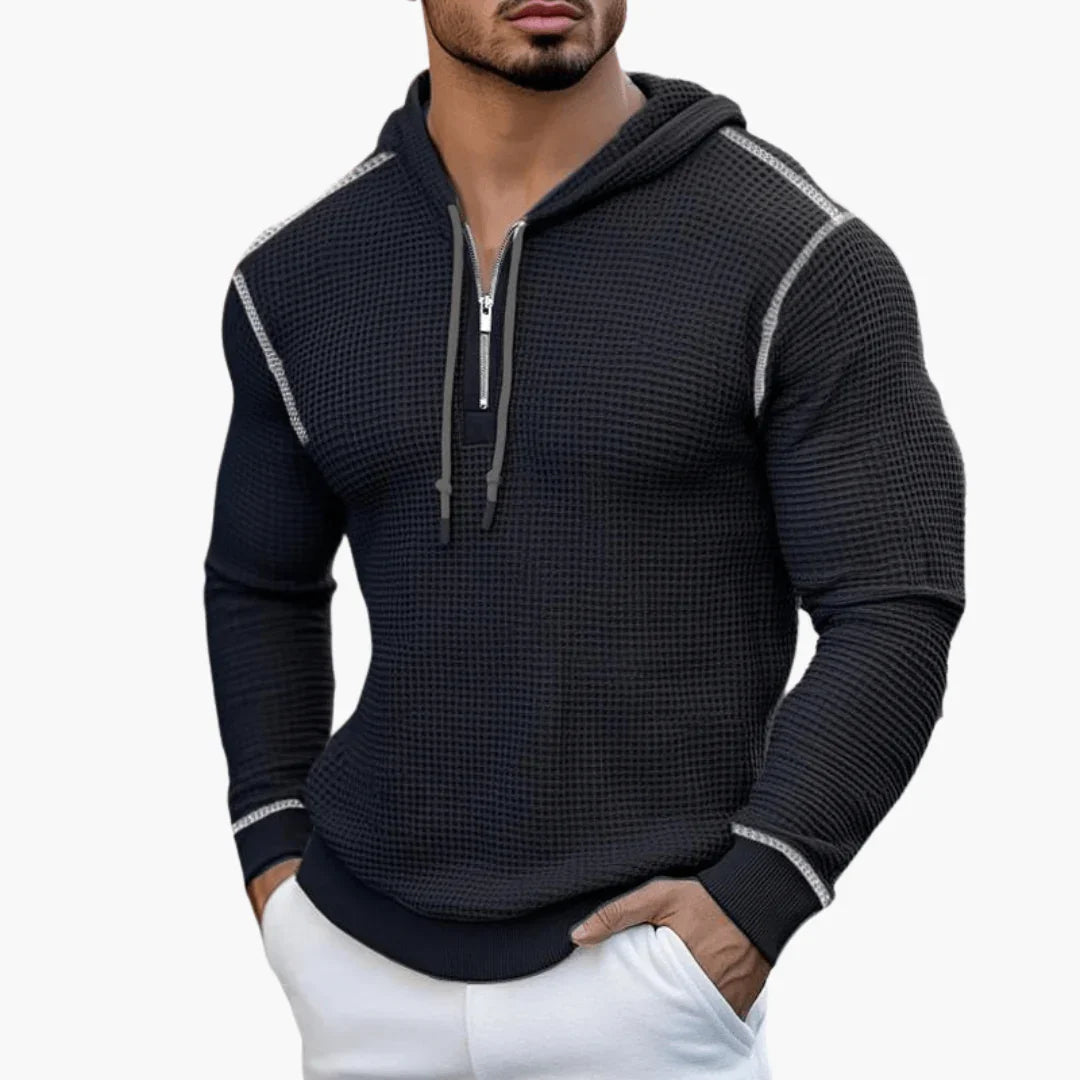 Stylish Waffle Hoodie with Long Sleeves for Men