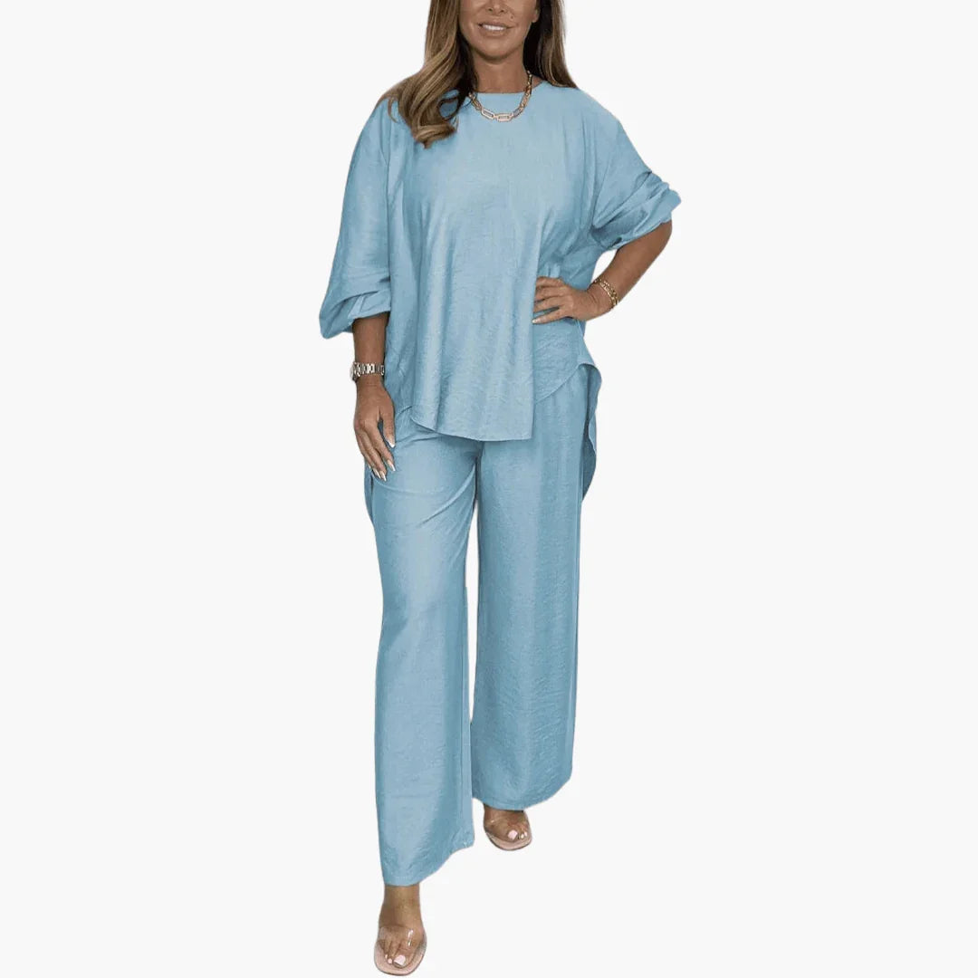 Loungewear Set for Women  Wide Pants & Loose Blouse