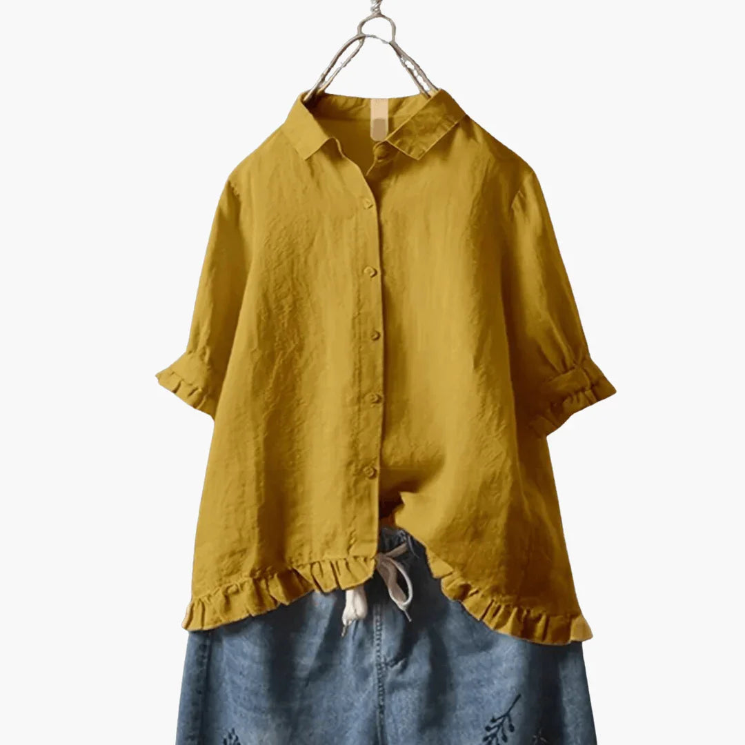 Elegant Blouse for Women - V-Neck & Long Sleeve Design