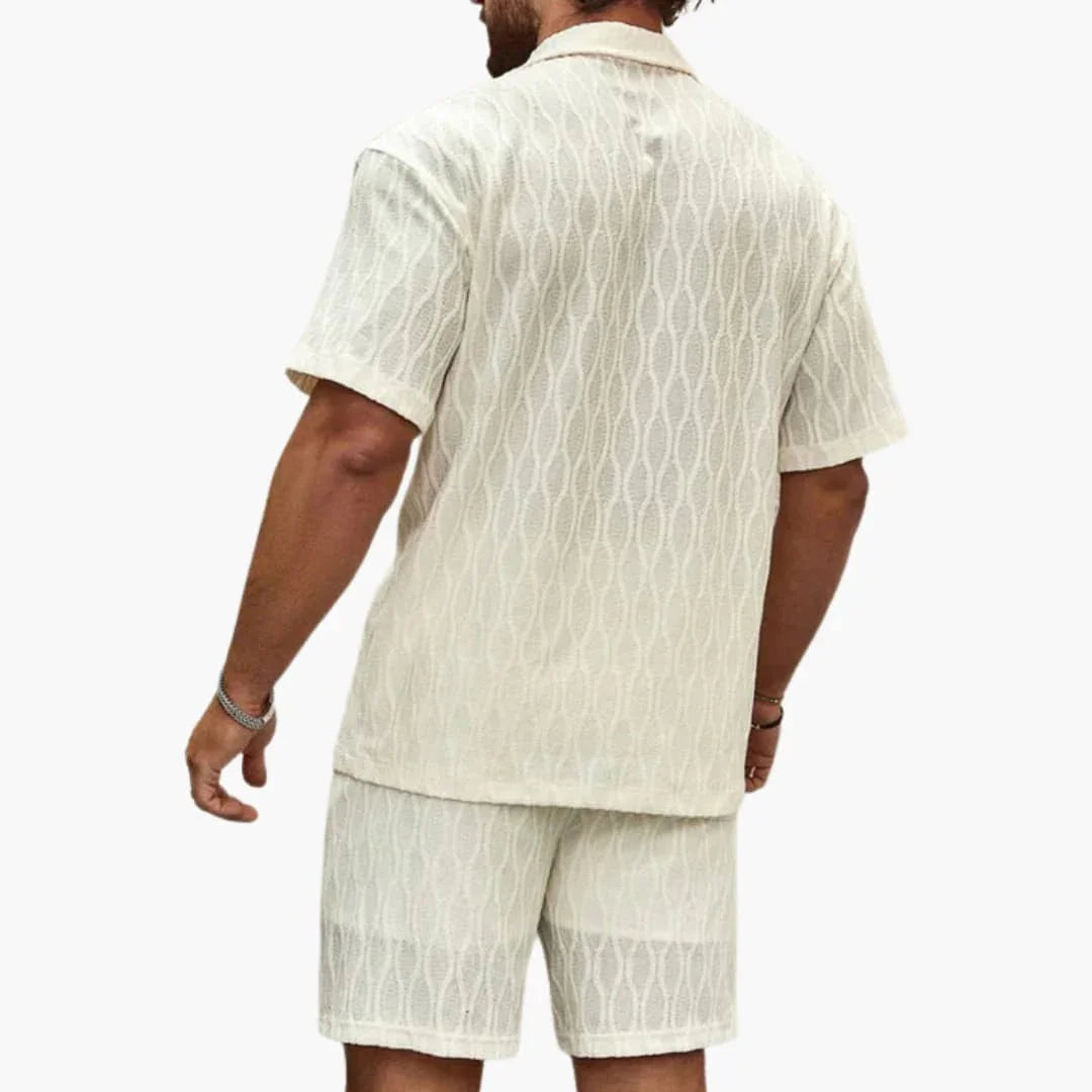 Men's Two-Piece Set Made of Lightweight Fabric with Shirt and Shorts