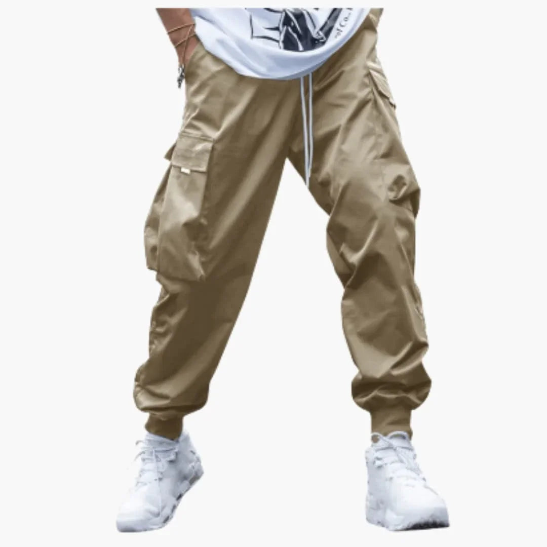 Men's Cargo Jogger Pants with Drawstring and Elastic Cuffs