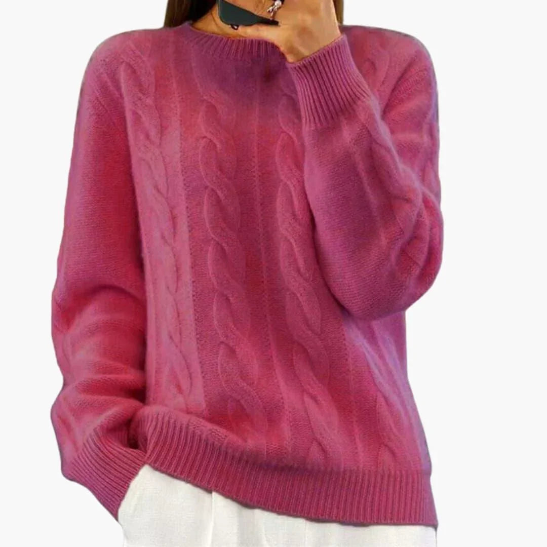Bavane | Women's Pullover with Round Neck and Cable Knit Pattern