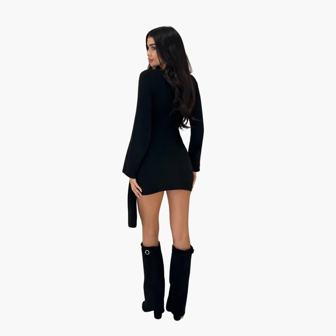 Black Dress with Knot Detail for Women  Elegant & Modern