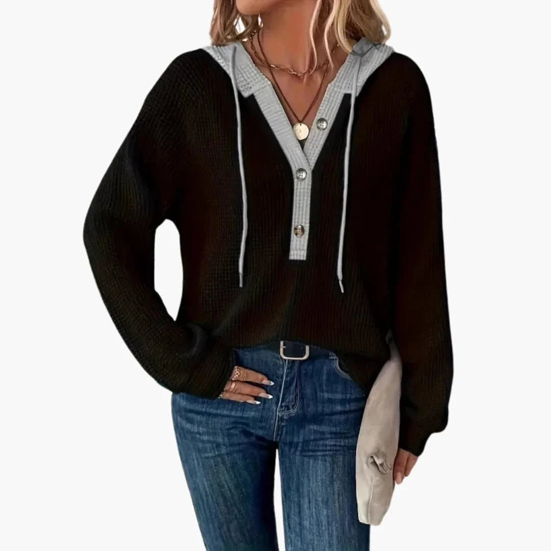 Women's Hoodie with Contrast Hood and Ribbed Cuffs