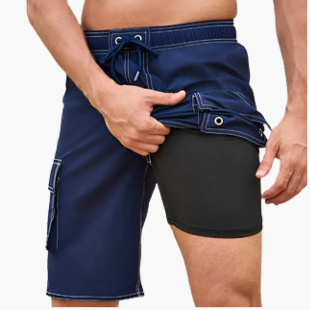Men's Swim Shorts with Stretch Fabric and Side Pocket