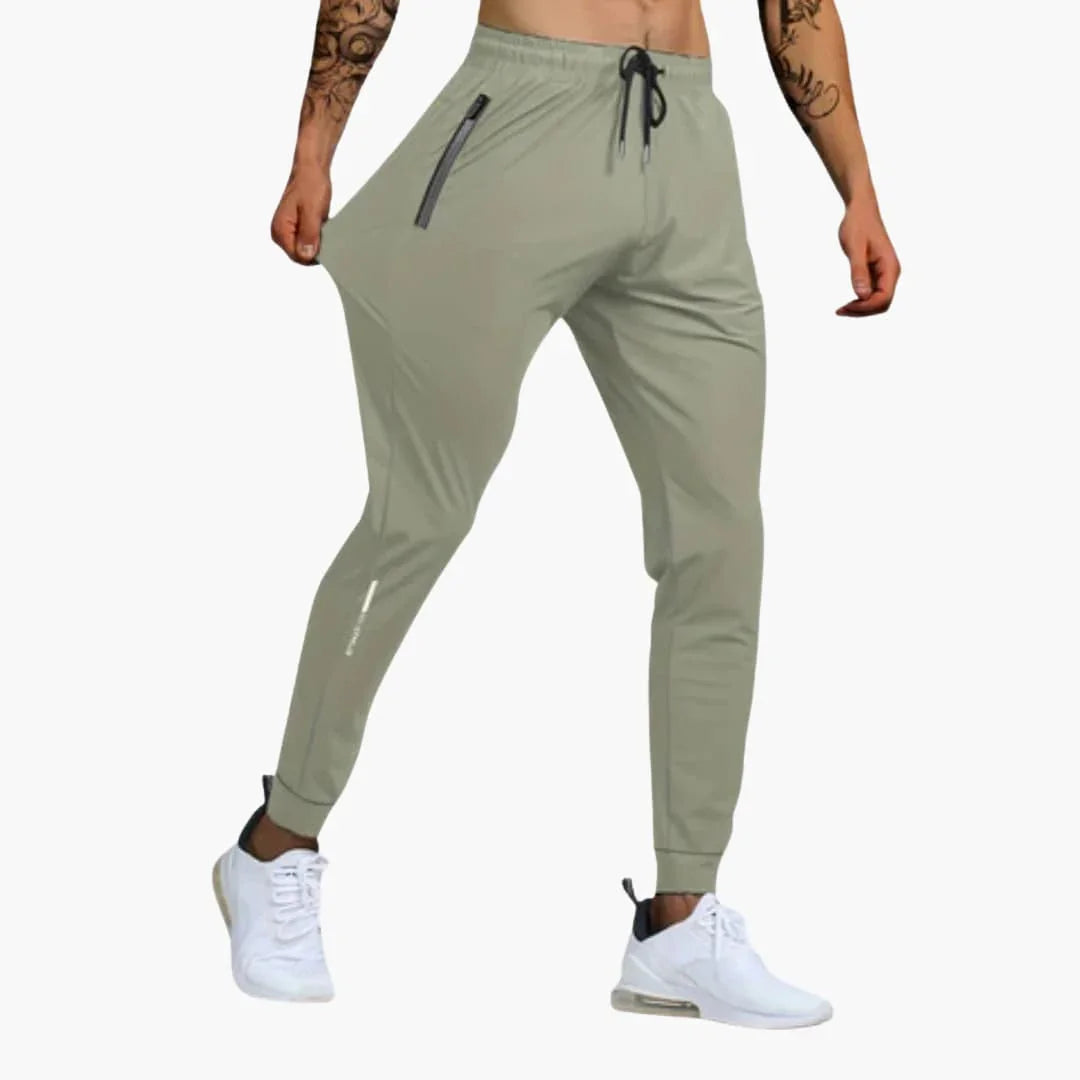 Men's Training Pants with Elastic Waistband and Zipper Pockets