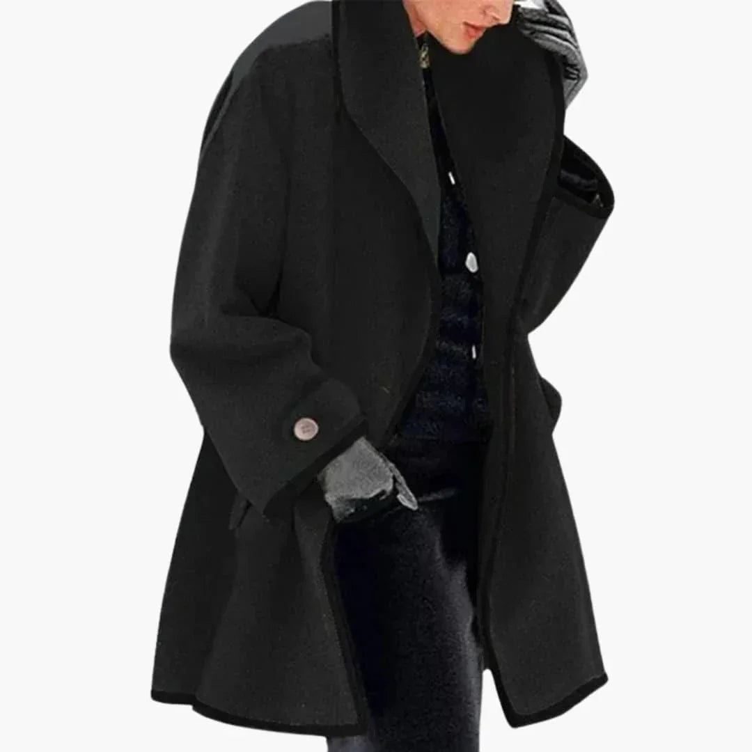 Bavane | Women's Winter Coat with Wide Collar and Contrast Trim