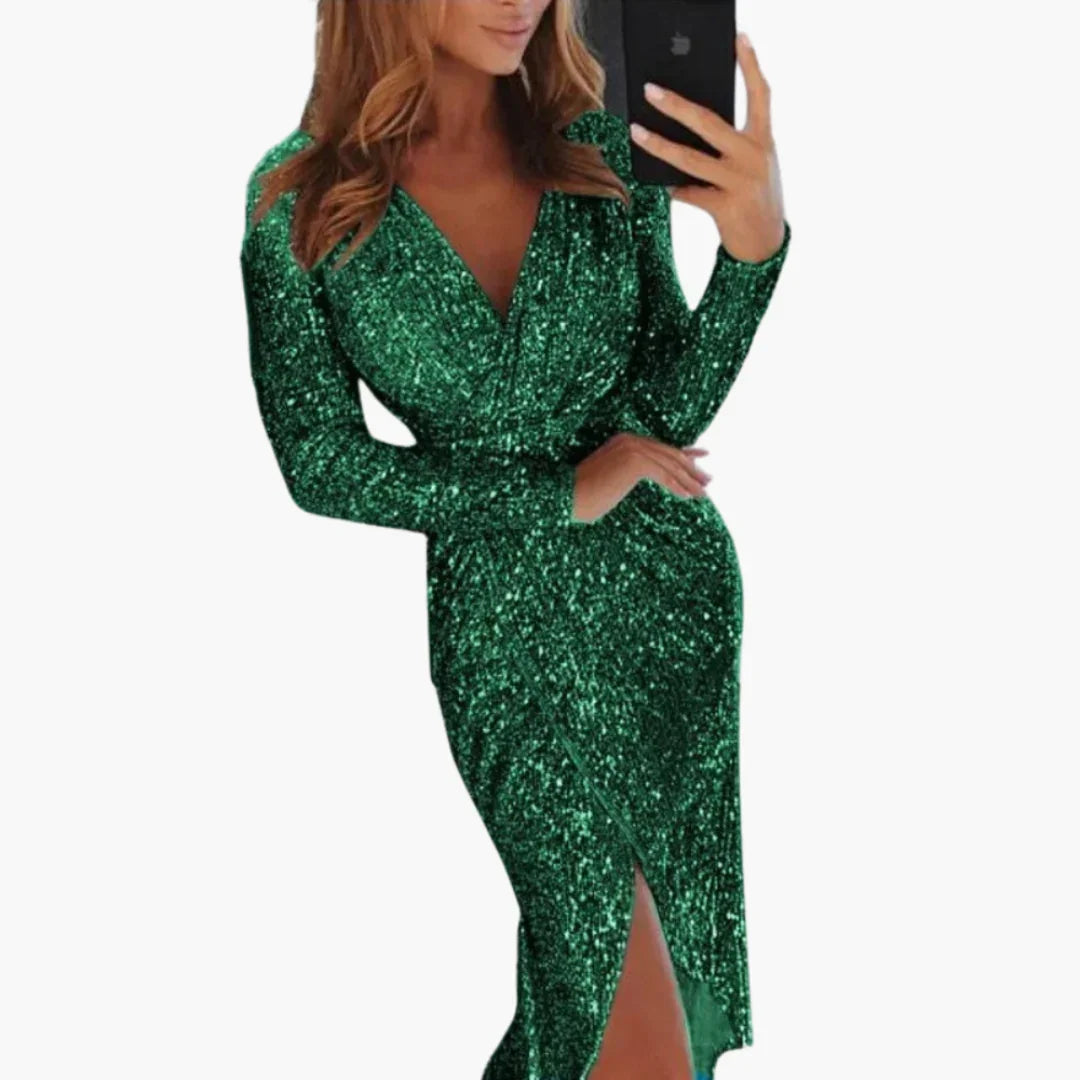 Sequin Dress with Slit for Women  Sparkling & Elegant