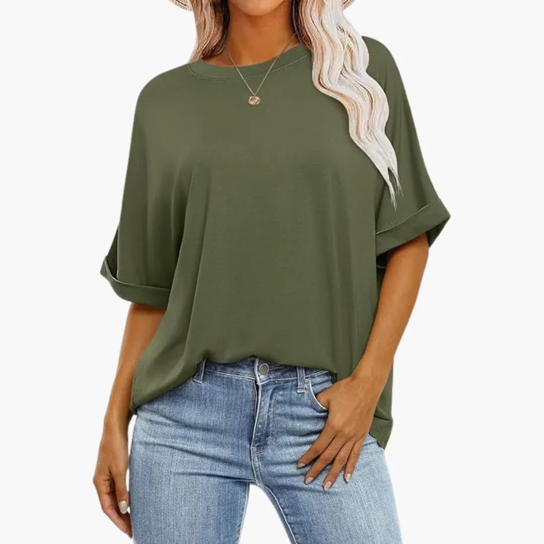 Women's Oversized T-Shirt with Round Neck and Short Sleeves