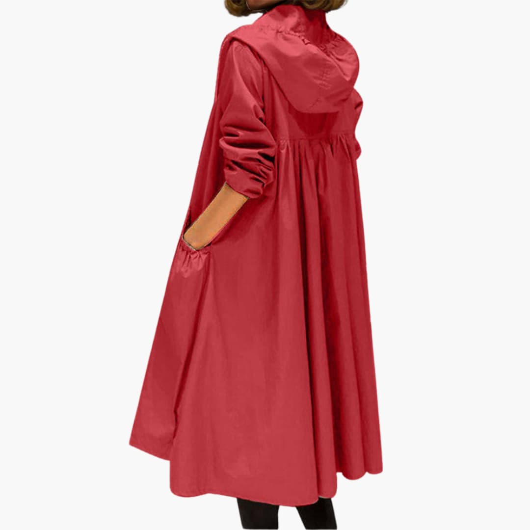 Long Trench Coat with Hood for Women