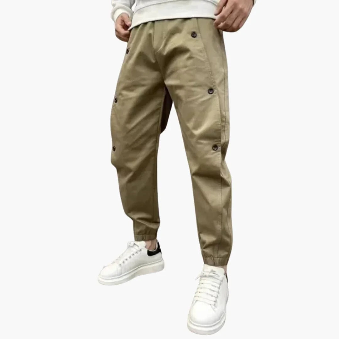 Men's Summer Pants with Button Fly and Elastic Cuffs