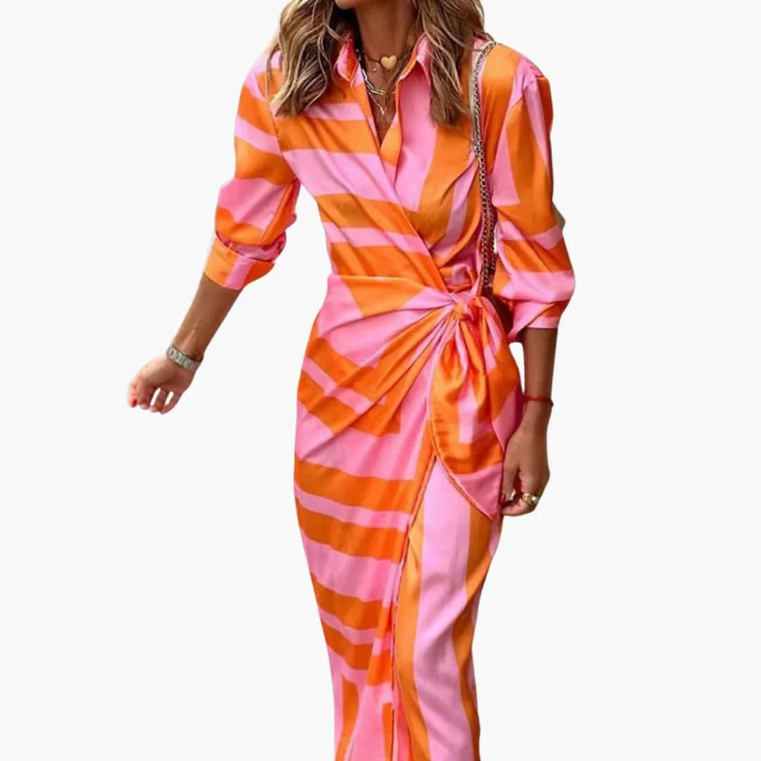 Bavane | Striped Shirt Dress  Women's Maxi Dress Made of Cotton