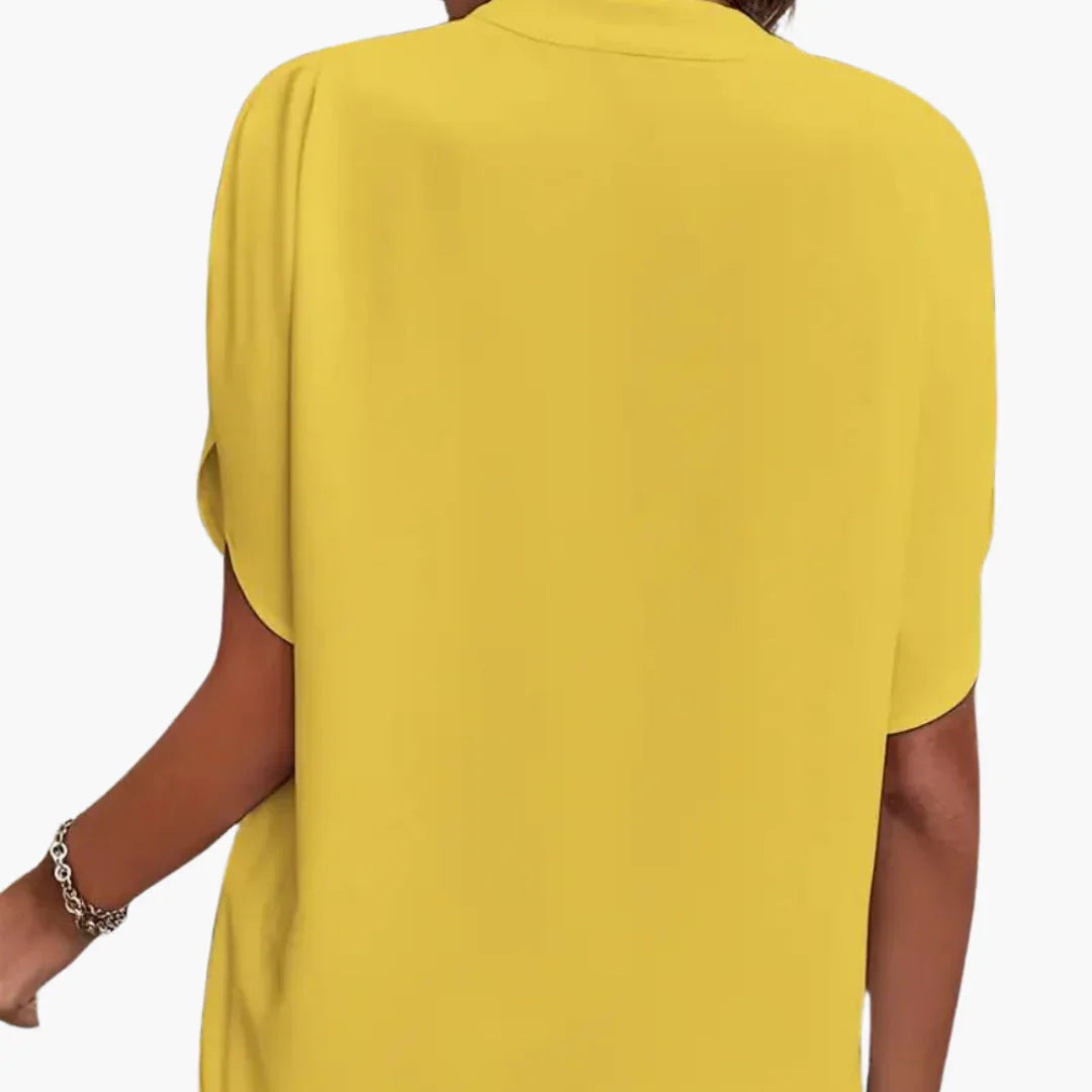 Blouse with V-Neck for Women  Short Sleeve and Elegant