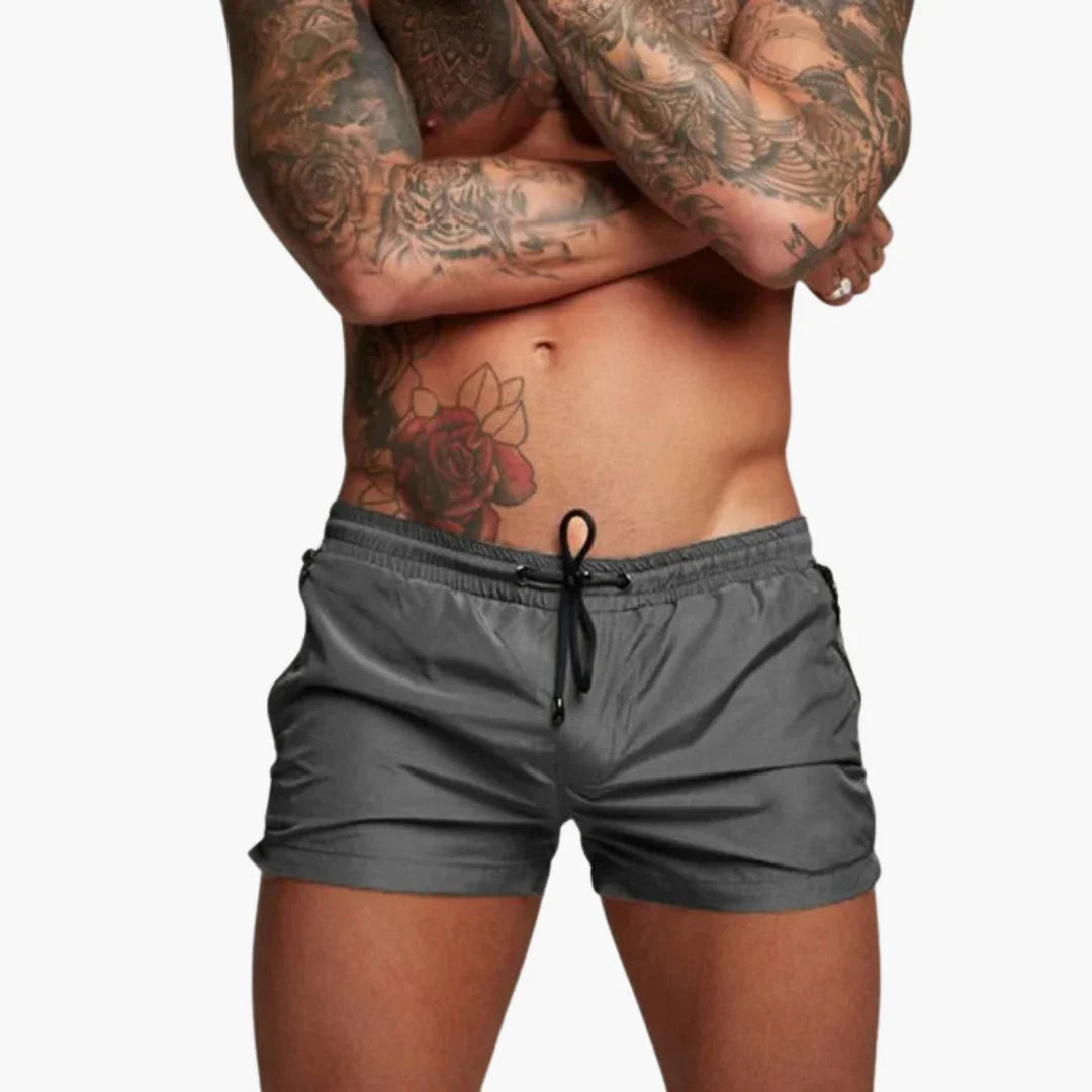 Men's Quick-Dry Shorts with Elastic Waistband and Zipper