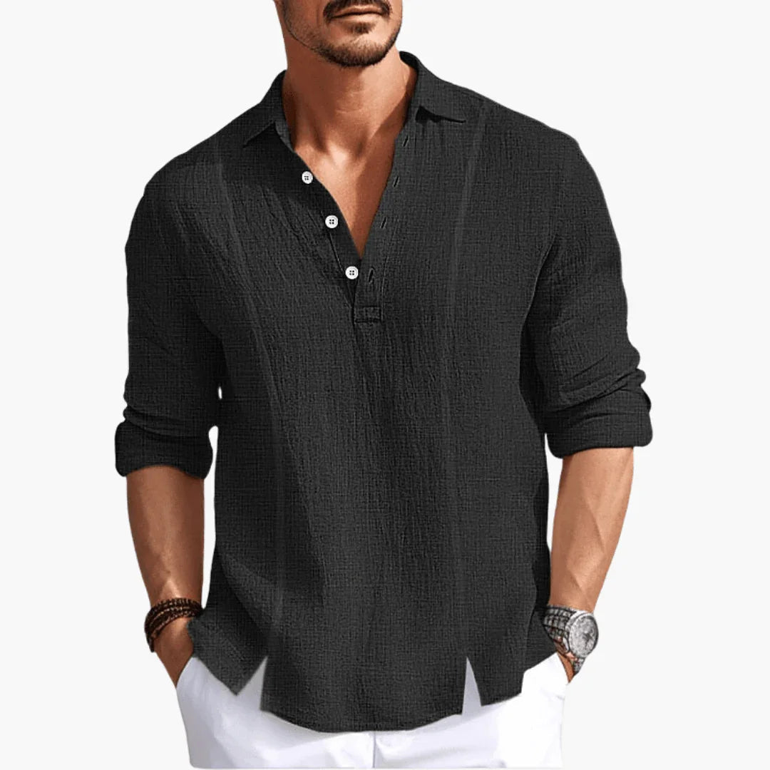 Men's Shirt - Casual Button-Up Long Sleeve Blouse for Summer