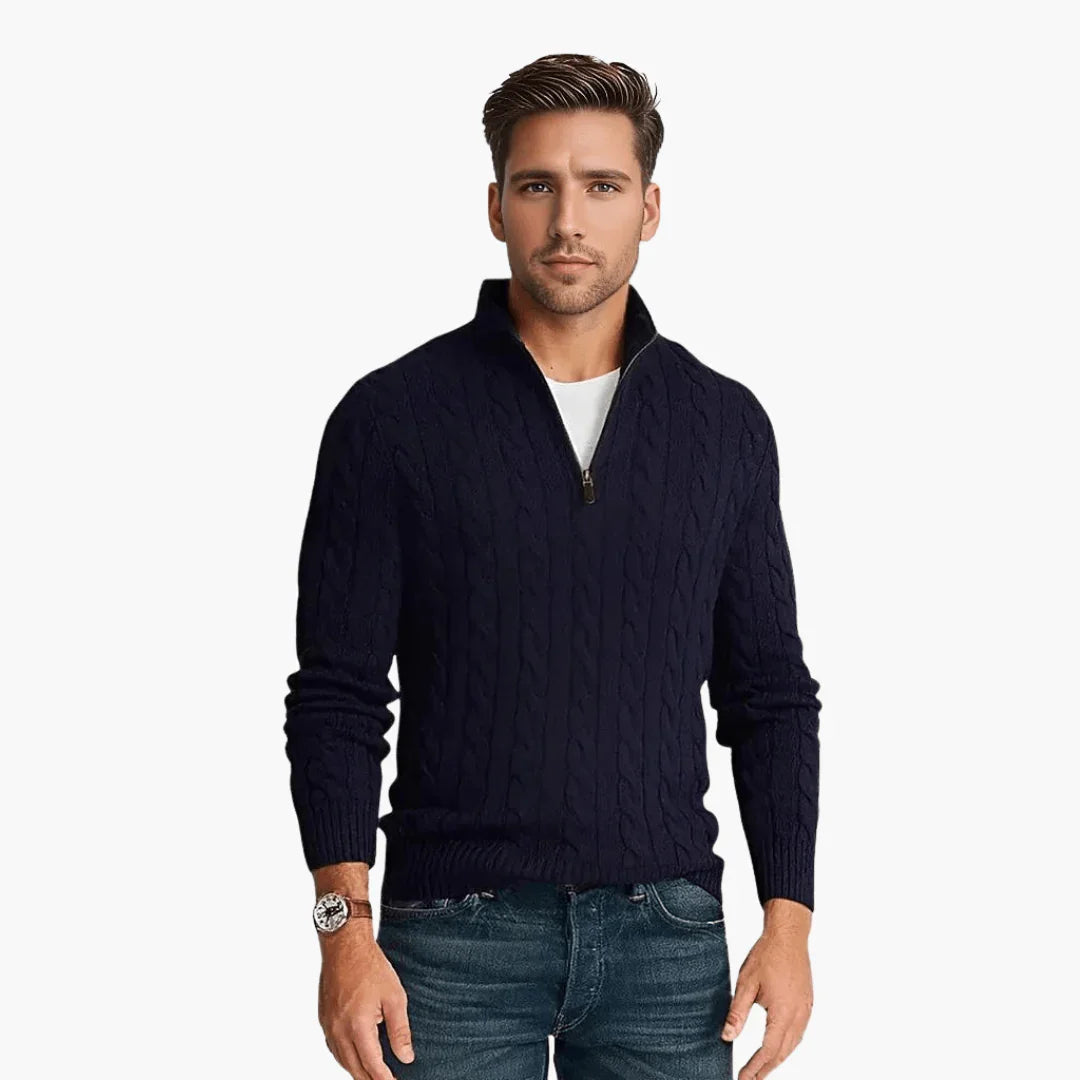 Men's Knit Sweater with Zipper  Winter Sweater