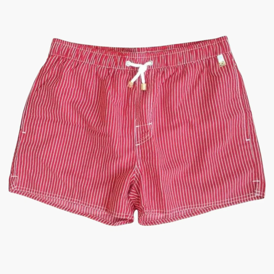 Striped Men's Swim Shorts - with Drawstring and Side Pockets