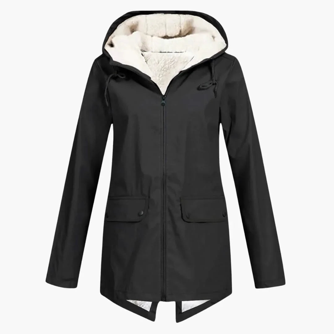 Water-repellent Trench Coat with Hood for Women