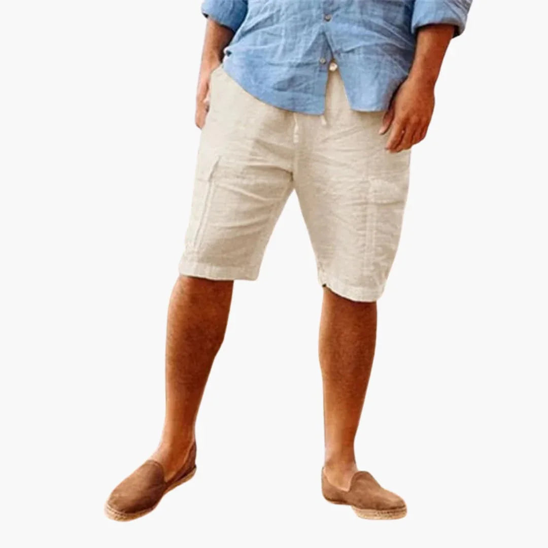 Men's Linen Shorts with Side Pockets for Summer Wear