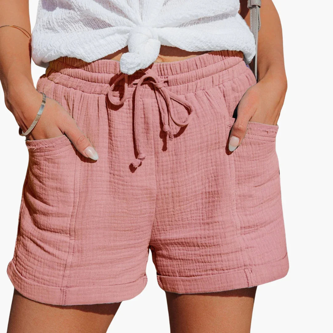 Cotton Summer Shorts for Women - Lightweight with Pockets & Waistband